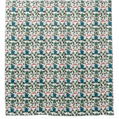 Tropical Sea Turtle Floral Pattern | Coastal Ocean シャワーカーテン (正面)