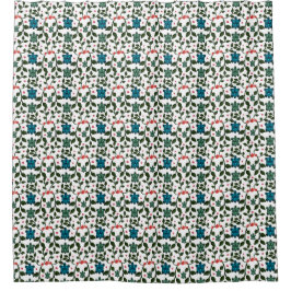 Tropical Sea Turtle Floral Pattern | Coastal Ocean シャワーカーテン