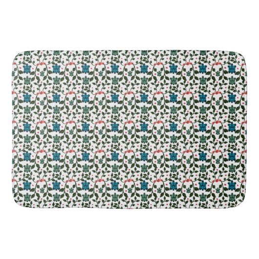 Tropical Sea Turtle Floral Pattern | Coastal Ocean バスマット (正面)