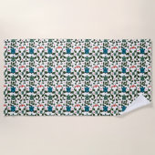Tropical Sea Turtle Floral Pattern | Coastal Ocean ビーチタオル (正面)