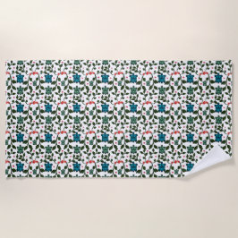 Tropical Sea Turtle Floral Pattern | Coastal Ocean ビーチタオル