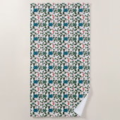 Tropical Sea Turtle Floral Pattern | Coastal Ocean ビーチタオル (正面)