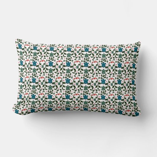 Tropical Sea Turtle Floral Pattern | Coastal Ocean ランバークッション (正面)
