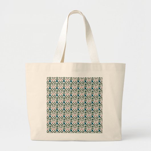 Tropical Sea Turtle Floral Pattern | Coastal Ocean ラージトートバッグ (正面)