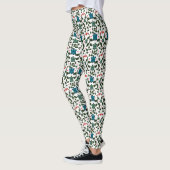 Tropical Sea Turtle Floral Pattern | Coastal Ocean レギンス (左)