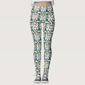 Tropical Sea Turtle Floral Pattern | Coastal Ocean レギンス (正面)