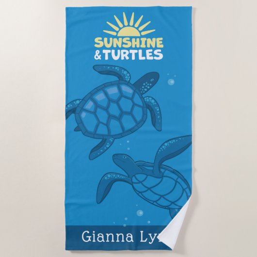 Tropical Sea Turtles Personalized ビーチタオル (正面)