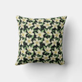 Tropical seamless pattern white flowers green leaf クッション (裏面)