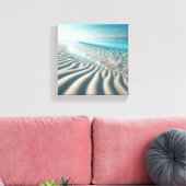 Tropical Serene Beach Landscape - Wavy Sand Ripple キャンバスプリント (インサイチュ (リビング))