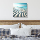 Tropical Serene Beach Landscape - Wavy Sand Ripple キャンバスプリント (インサイチュ (寝室))