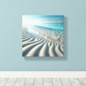 Tropical Serene Beach Landscape - Wavy Sand Ripple キャンバスプリント (インサイチュ (ウッドフロア))
