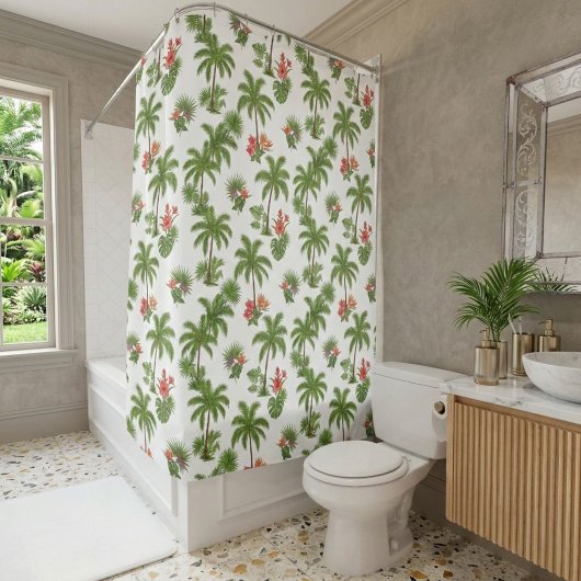 Tropical Shower Curtain with Palms  シャワーカーテン