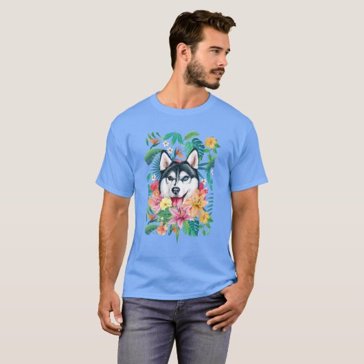 Tropical Siberian Husky Tシャツ (正面フル)
