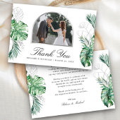 Tropical Silver Palm Arch Photo Wedding サンキューカード
