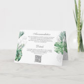 Tropical Silver Palm Photo QR Code Wedding 招待状 (裏面)
