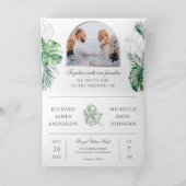 Tropical Silver Palm Photo QR Code Wedding 招待状 (内部)
