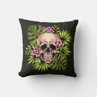 Tropical Skeleton Throw Pillow クッション