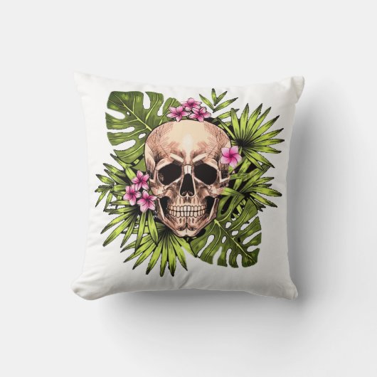 Tropical Skeleton Throw Pillow クッション (正面)