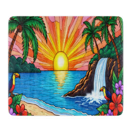 Tropical Stained Glass Inspired Cutting Board カッティングボード