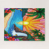Tropical Stained Glass Inspired Puzzle ジグソーパズル (横)