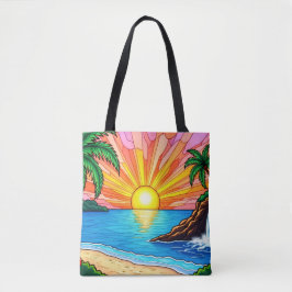 Tropical Stained Glass Sunset Tote Bag  トートバッグ