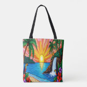 Tropical Stained Glass Sunset Tote Bag  トートバッグ (裏面)