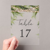 Tropical String Light Wedding Acrylic Table Number アクリル招待状 (インサイチュ (ポータブル))