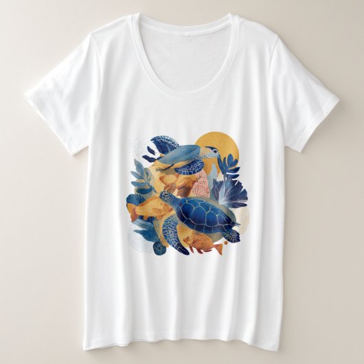 Tropical Summer Animals Gift プラスサイズTシャツ (デザイン正面)
