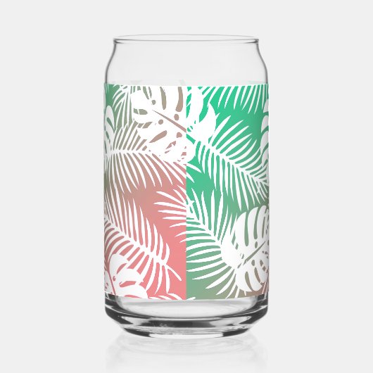 Tropical summer, autumn leaf glass patterns  ガラス缶 (右)