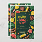 Tropical Summer BBQ Party Invitation  招待状 (正面/裏面)