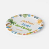 Tropical Summer Beach Birthday Party Paper Plates ペーパープレート (アングル)