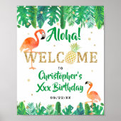 Tropical Summer Beach Luau Boys Birthday Welcome ポスター (正面)