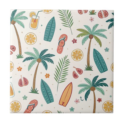 Tropical Summer Beach Pattern (1) タイル (正面)