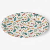 Tropical Summer Beach Pattern (1) ペーパープレート (アングル)