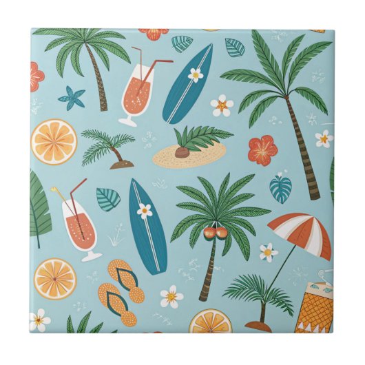 Tropical Summer Beach Pattern (2) タイル (正面)