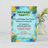 Tropical Summer Birthday Pool Party 招待状 (スタンド正面)