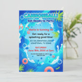 Tropical Summer Birthday Pool Party 招待状 (スタンド正面)