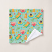 Tropical Summer Cats Bath Towel Set バスタオルセット (ウォッシュタオル)