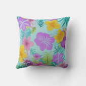 Tropical Summer Floral Pattern - Bright Hibiscus  クッション (裏面)