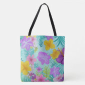 Tropical Summer Floral Pattern - Bright Hibiscus  トートバッグ (正面)