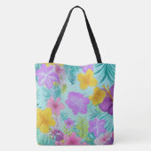 Tropical Summer Floral Pattern - Bright Hibiscus  トートバッグ (裏面)