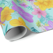 Tropical Summer Floral Pattern - Bright Hibiscus  ラッピングペーパー (ロールコーナー)