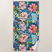 Tropical Summer Flowers Pattern Pretty Floral ビーチタオル (正面)