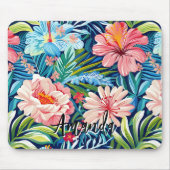 Tropical Summer Flowers Pattern Pretty Floral マウスパッド (正面)