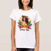 Tropical Summer Girl Sunset Fashion T-Shirt Tシャツ (正面)