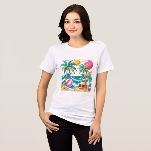 Tropical Summer Mood – Fun & Bright T-Shirt Design トライブレンドＴシャツ (正面全面)
