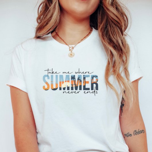 Tropical Summer Never Ends; Beach Sunset Tシャツ