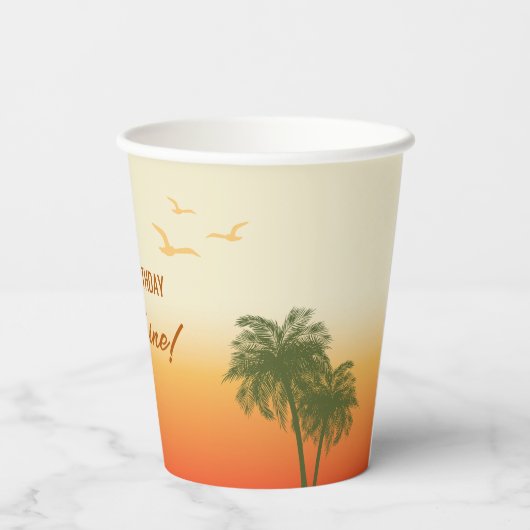 Tropical Summer Orange Sunset Sky Birthday 紙コップ (裏面)