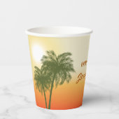 Tropical Summer Orange Sunset Sky Birthday 紙コップ (正面)
