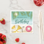Tropical Summer Palm Leaves On Sand Beach Birthday スタンダードカクテルナプキン (インサイチュ)